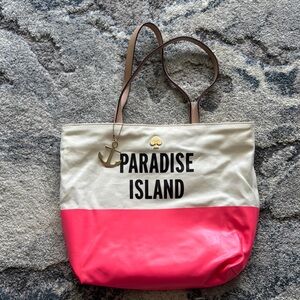 Kate Spade Paradise Island Pink and Cream Tote